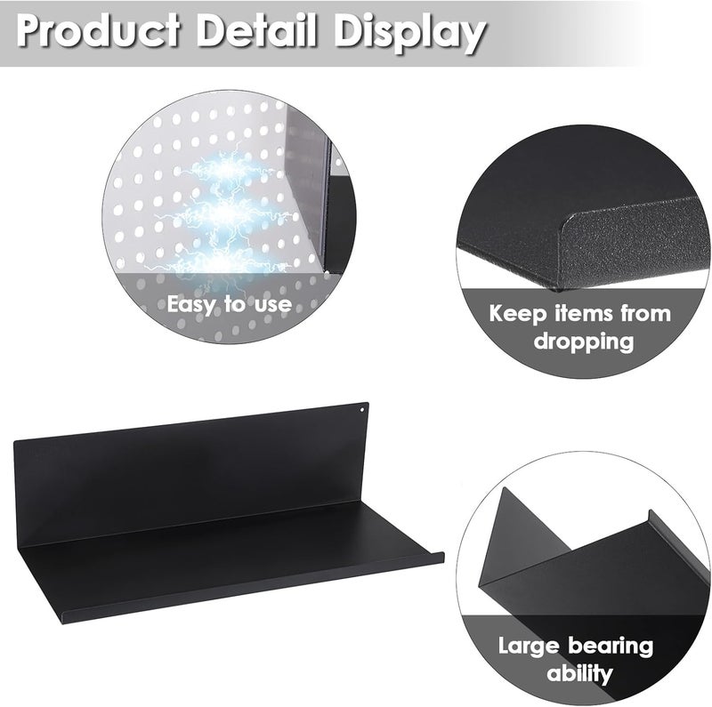 Kokone Medium Magnetic Pegboard Shelves 6 Pack - Steel, Black - Pegboard Accessories for Storage & Display - Image 4